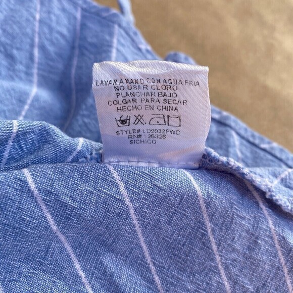 Windsor Blue Striped Summer Tie Spaghetti Strap Dress Sz Small - Picture 7 of 8